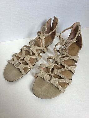 Brash Neutral Tan Lace-Up Gladiator Sandals